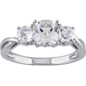 Sofia B. 10K White Gold 2 CTW Created White Sapphire and 3-Stone Engagement Ring