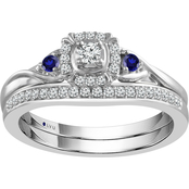 Traditions in Blue 10K White Gold 1/4 CTW Diamond Accent Bridal Set, Size 7