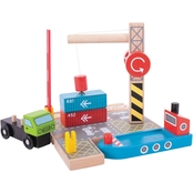 BigJigs Toys Container Shipping Yard Wooden Train Accessory