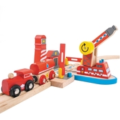 BigJigs Toys Fire Sea Rescue Wooden Train Accessory