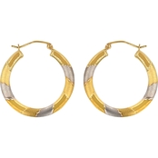 14K Gold Two Tone Hoops with Satin Finish