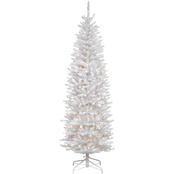 National Tree Company 7 ft. Kingswood White Fir Pencil Tree with Clear Lights