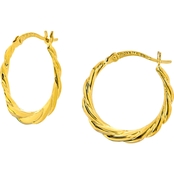 14K Yellow Gold Round Twist Tube Hoop Earrings