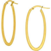 14K Yellow Gold Large Oval Hoop Earrings