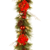 National Tree Co. 9 Ft. Hydrangea Garland with Battery Operated White LED Lights