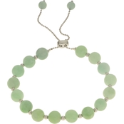 Sterling Silver Dyed Green Jade Bolo Bracelet