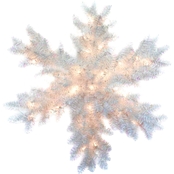 National Tree Company 32 in. White Iridescent Tinsel Snowflake with White Lights