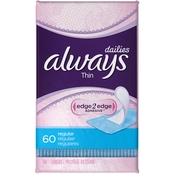 Always Thin Dailies Regular Unscented Wrapped Liners 60 Ct.