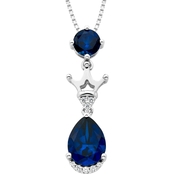 Enchanted Disney Silver White Topaz and Lab Created Sapphire Princess Pendant