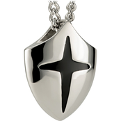 Shields of Strength Stainless Steel Shield Pendant Necklace Joshua 1:9