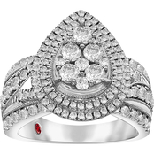 American Rose 10K White Gold 2 CTW Diamond Ring Size 7