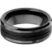 Double Line Solid Carbon Fiber Black Ion Plated Ring