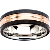 Carbon Fiber With Center Rose Gold Ion Plated Ring