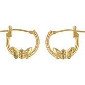 14K Yellow Gold 12mm Click Hoops with Butterfly
