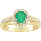 10K Gold Emerald and 1/5 CTW Diamond Ring