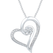 Sterling Silver Diamond Accent Heart Pendant 18 In.