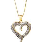 10K Yellow Gold Over Sterling Silver Diamond Accent Heart Pendant
