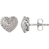 Sterling Silver Diamond Accent Heart Stud Earrings