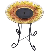 Smart Solar Sunflower Glass Solar Birdbath