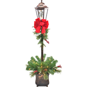 Puleo 4 ft. Pre-Lit Lamp Post with Bow