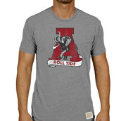 Original Retro Brand Men's Heathered Gray Alabama Crimson Tide Vintage 1974-2000 Logo Tri-Blend T-Shirt