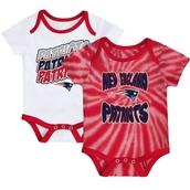 Newborn & Infant Red/White New England Patriots Monterey Tie-Dye 2-Pack Bodysuit Set