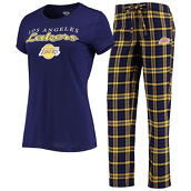 Women's Concepts Sport Purple/Gold Los Angeles Lakers Lodge T-Shirt and Pants Sleep Set