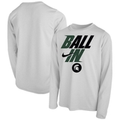 Youth Nike White Michigan State Spartans Ball In Bench Long Sleeve T-Shirt