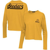 Women's Junk Food Gold Pittsburgh Steelers Pocket Thermal Long Sleeve T-Shirt