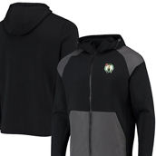 Men's Levelwear Black/Charcoal Boston Celtics Velocity Woven Panel Performance Full-Zip Hoodie