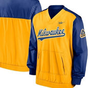 Men's Nike Royal/Gold Milwaukee Brewers Cooperstown Collection V-Neck Pullover
