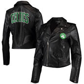 Women's The Wild Collective Black Boston Celtics Moto Full-Zip Jacket