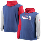 Men's Fanatics Branded Royal/Red Philadelphia 76ers Big & Tall Double Contrast Pullover Hoodie