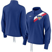 Women's Nike Royal Chicago Cubs 1978 Cooperstown Collection Rewind Stripe Performance Half-Zip Pullover