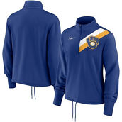 Nike Women's Royal Milwaukee Brewers 1982 Cooperstown Collection Rewind Stripe Performance Half-Zip Pullover
