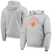 League Collegiate Wear Men's Heathered Gray Clemson Tigers Seal Neuvo Essential Fleece Pullover Hoodie