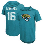 Men's Majestic Threads Trevor Lawrence Teal Jacksonville Jaguars Player Name & Number Tri-Blend Hoodie T-Shirt