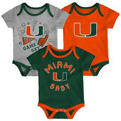 Newborn & Infant Green/Orange/Heathered Gray Miami Hurricanes Champ 3-Pack Bodysuit Set