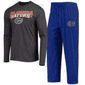 Men's Concepts Sport Royal/Heathered Charcoal Florida Gators Meter Long Sleeve T-Shirt & Pants Sleep Set