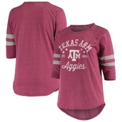 Women's Pressbox Heathered Maroon Texas A&M Aggies Plus Size Jade Vintage Washed 3/4 Sleeve Jersey T-Shirt