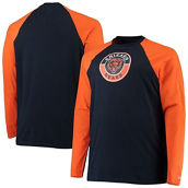 Men's New Era Navy/Orange Chicago Bears Big & Tall League Raglan Long Sleeve T-Shirt