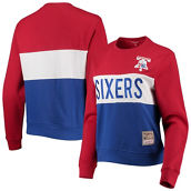 Women's Mitchell & Ness Royal Philadelphia 76ers Color Block 2.0 Pullover Sweatshirt