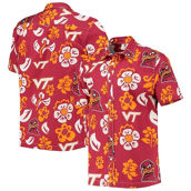 Wes & Willy Men's Maroon Virginia Tech Hokies Floral Button-Up Shirt