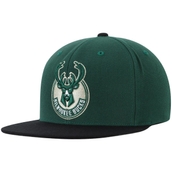 Men's Mitchell & Ness Hunter Green/Black Milwaukee Bucks Two-Tone Wool Snapback Hat