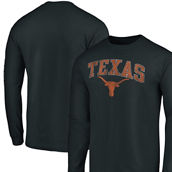 Men's Fanatics Branded Black Texas Longhorns Distressed Arch Over Logo 2-Hit Long Sleeve T-Shirt