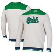 Men's Under Armour Heathered Oatmeal/Green Notre Dame Fighting Irish Iconic All Day Pullover Sweatshirt
