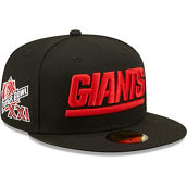 Men's New Era Black New York Giants Red Undervisor Super Bowl XXI Side Patch 59FIFTY Fitted Hat