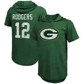 Men's Fanatics Branded Aaron Rodgers Green Green Bay Packers Player Name & Number Tri-Blend Hoodie T-Shirt