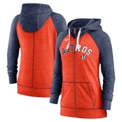 Women's Nike Heathered Orange/Heathered Navy Houston Astros Split Wordmark Gym Vintage Raglan Slub Full-Zip Hoodie