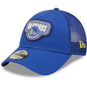 Men's New Era Royal Golden State Warriors Team Logo Patch 9FORTY Trucker Snapback Hat